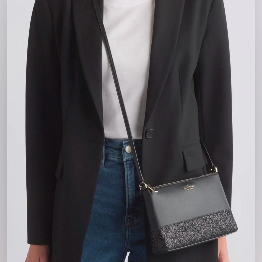 NWOT!! Kate Spade New York Black Flash Glitter Crossbody Bag